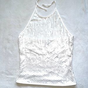 Sequins cropped halter top